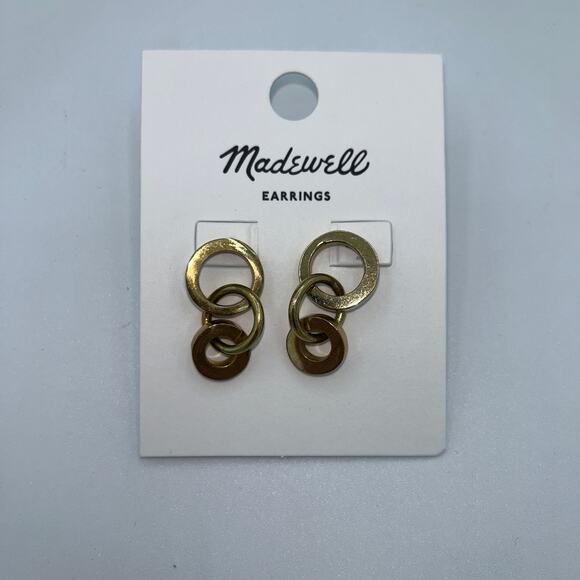 NWT New Madewell To The Market Link Dangle Brass Earrings - Picture 4 of 6